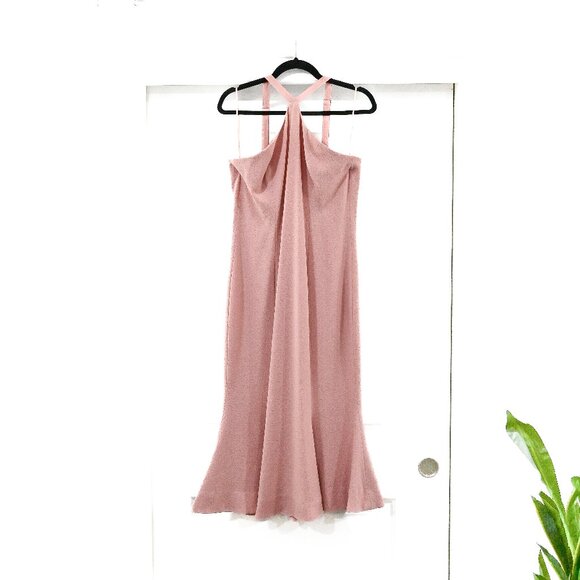 Dress the Population Size XL Tessa Blush Crepe Halter Mermaid Midi Dress - Picture 3 of 12
